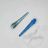 Шпилька "качечка" для волосся металева, перламутрова, синя